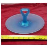 Vintage Fenton Blue Frosted Glass Center Handled