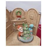 Ceramic 4 PC musical and light up tree bear,