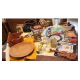 Cross Stitch Items Brown Stone Bowl Cracked, Old