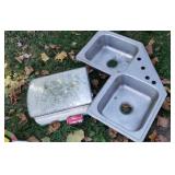 Stainless steel corner sink, medicine cabinet