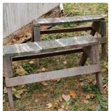 Pair of wood saw horses