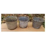 3 galvanized buckets