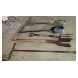 3 posthole diggers water shut off T potato fork