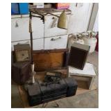 Old floor lamp Sony stereo shop creeper