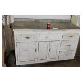 1940s kitchen cabinet with a zinc top