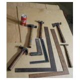 Hammers hatchet carpenter squares