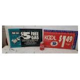 Two old plastic signs