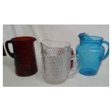 GLASS PITCHERS:RUBY RED CHIPPED