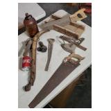 Old satire miter saw blacksmith tongs horse haynes