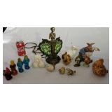 Stained glass lighted brass lamp other small