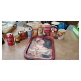 Collector tins and Tray