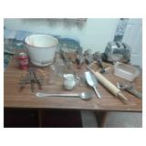 CHESTER IL. MILK BOTTLE:PORCELAIN BUCKET:VTG.HAND