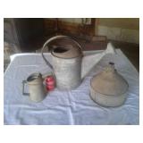 GALVANIZED WATER CAN:OIL CAN:FUNNEL