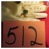 UNMARKED GOLD OVAL JADE RING SIZE 8