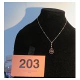 925 PEAR AMYTHYST DIAMOND NECKLACE