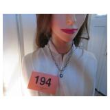 925 SILVER  NECKLACE W/BLUE STONE 16.10 G