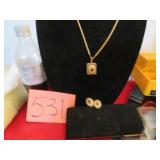 1928 GOLD ROSE LOCKET NECKLACE &