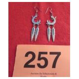 SIGNED MS SILVER EARRINGS W/TURQUOISE