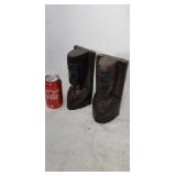 African art wood bookends