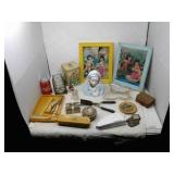 ANTIQUE CURLING IRON, VINTAGE COMB, AND ACCESSORIE