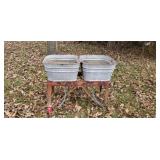 Double wash tub on stand
