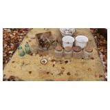 Old fruit jars and gal jars chamber pot porcelain