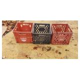 3 plastic milk crates