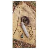 Old water well drawing cylinder spoke steel