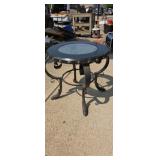Metal and table with glass top insert