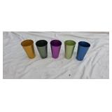 Five colored aluminum tumblers