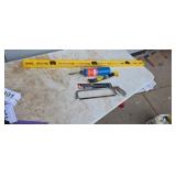 4 ft level Stanley pry bar hacksaw pruning blade