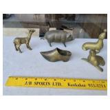 Brass Figurines Pig, Shoe, Seal, Goat,