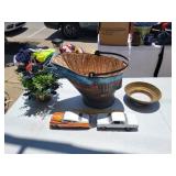 Coal Bucket with Two Die Cast Cars, Brass