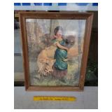19th Century Milk Maiden Print Under Glass Framed