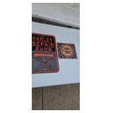 Metal Harley-Davidson repair shop sign
