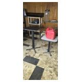 Two tables & gas can.
