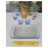 Marigold Water Pitcher, Beer and Shot Glasses,