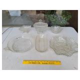 Pyrex Pie Pan, Coin Dot Candy Dish. Indiana Glass