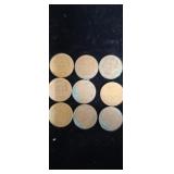 9 wheat pennies