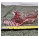 Fenton cat head pink glass shoe