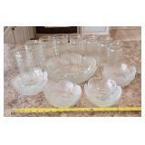 Salad serving bowl and matching salad bowls,