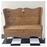 Wood bench seat with storage