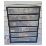 Plastic hardware organizer with contents