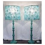 Teal blue matching table lamps