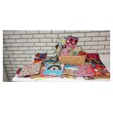 Basket, gift bags, reusable shopping bags and