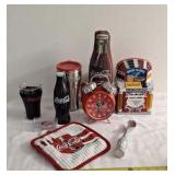 Collectible Coca-Cola clock,tumbler, flashlight