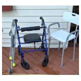 2 walkers and shower chair