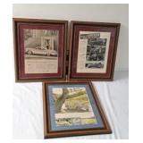 3 - 15.5x19 framed  newspaper advertisements for