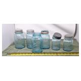 Blue ball Canning jars including some with Zinc