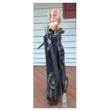 Northwestern Golf clubs, bag, caddy and balls